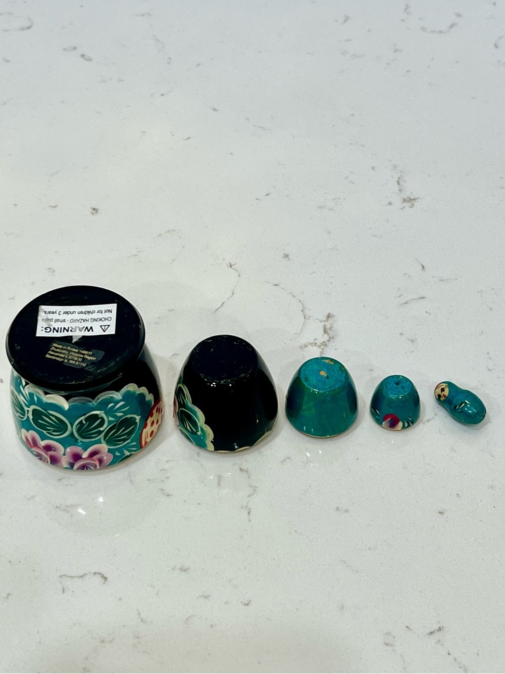 Russian Nesting Dolls Matryoshka Set Hand Painted Blue Floral 5 Dolls - Picture 8 of 12